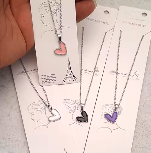 گردنبند قلب فانتزی زنجیر استیل کد21