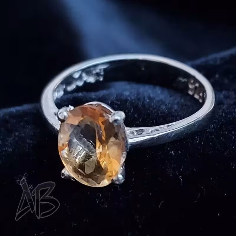 انگشتر نقره زنانه سیترین اصل عیار 925 آقابزرگ کد 556