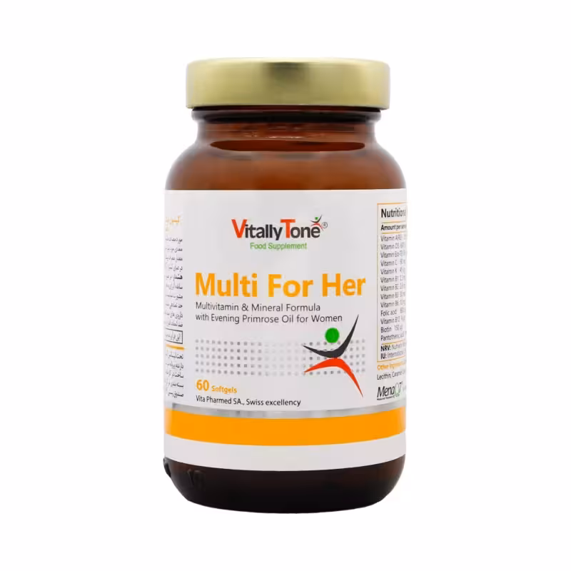 کپسول مولتی ویتامین مینرال بانوان با روغن گل مغربی 60 عددی ویتالی تون
