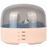 چراغ خواب رومیزی شارژی صورتی با اسپیکر بلوتوثی طرح دریا مدل LJC-212