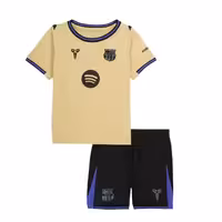 کیت دوم بچه گانه بارسلونا 2026 ست پیراهن و شورت با لوگوی دوختی و تایلندی