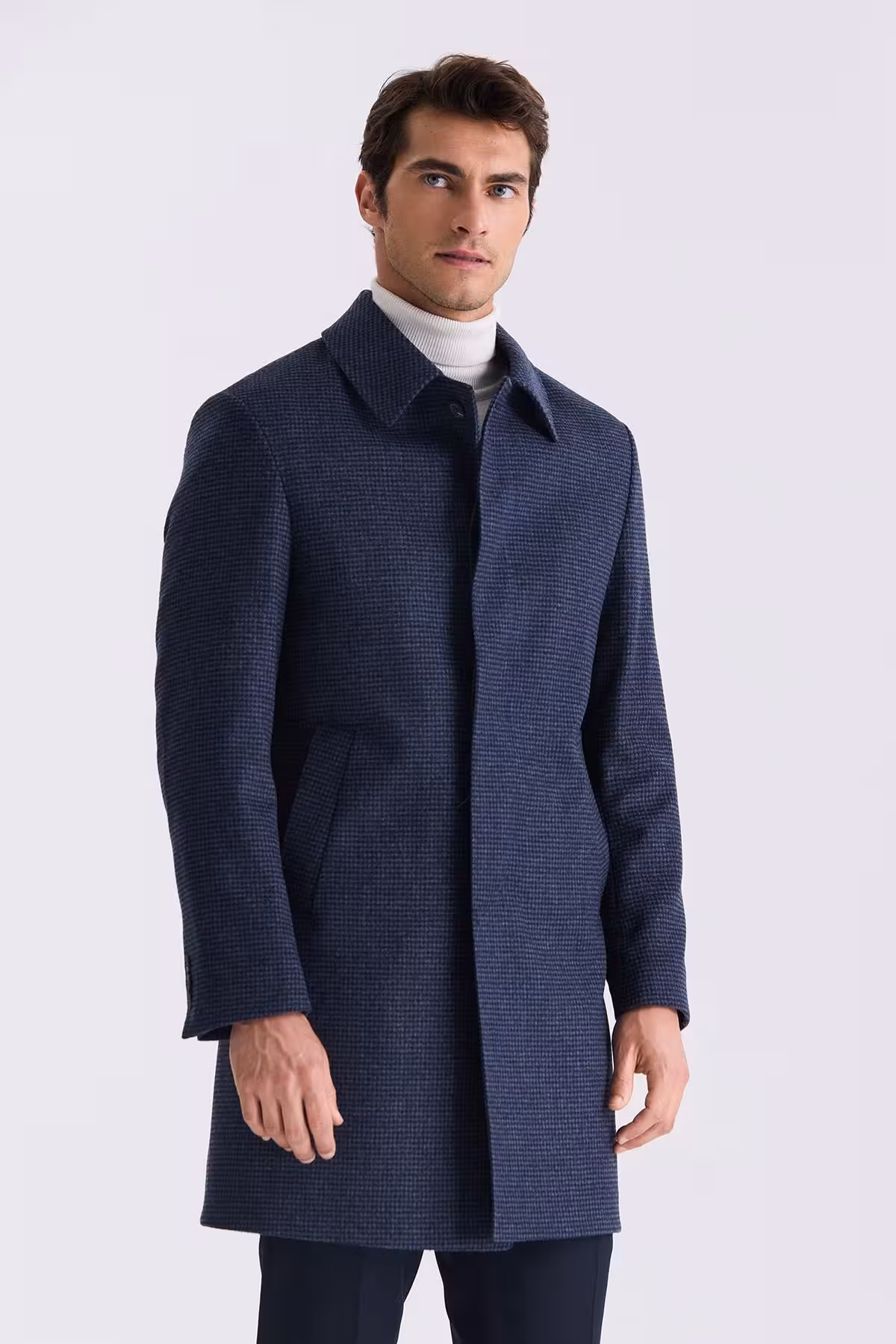 کت مردانه COMFORT BLUE FIT BERBER COLLAR CHECKERED تمبر پشمی Jakamen