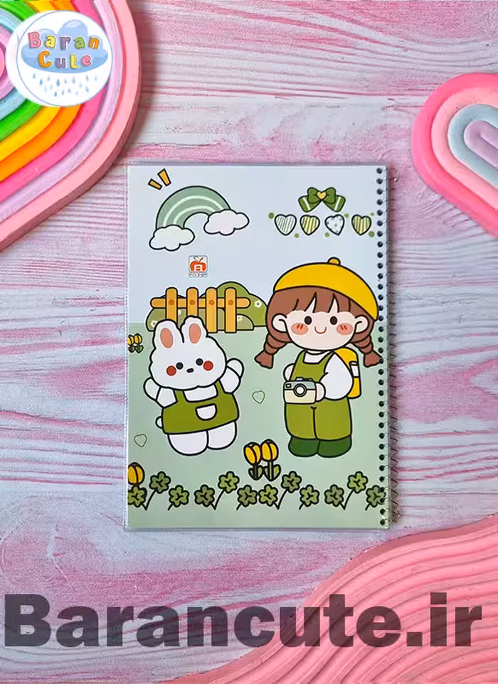 دفتر 60 برگ سیمی جلد شده حاشیه دار نهال طرح دختر