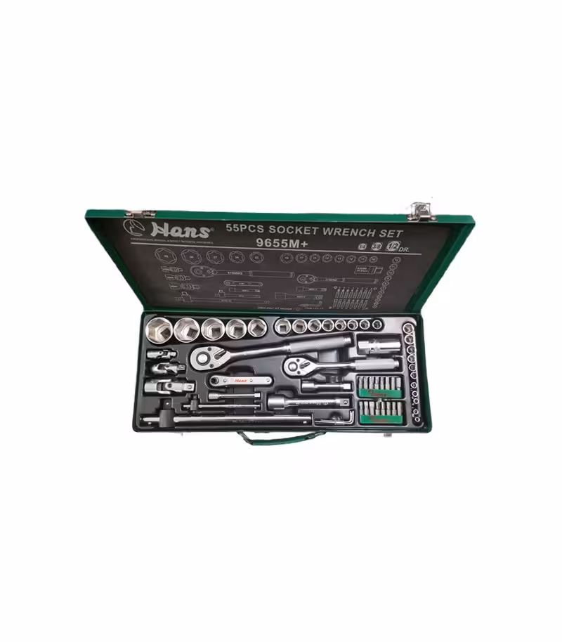 جعبه بکس 55 پارچه هنس درایو 1/2 و 3/8 و 1/4 مدل 9655M  تایوان