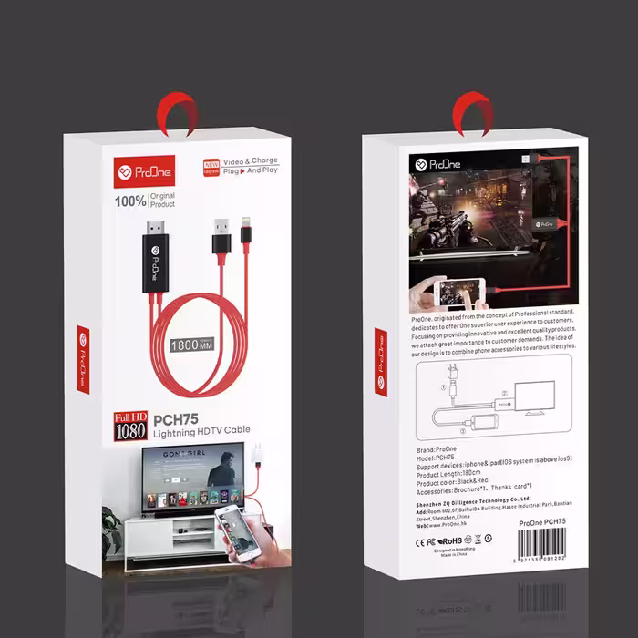 کابل تبدیل لایتنینگ به HDMI پرووان مدل PCH75 طول 1.8 متر