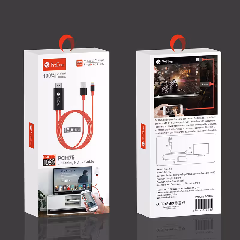 کابل تبدیل لایتنینگ به HDMI پرووان مدل PCH75 طول 1.8 متر