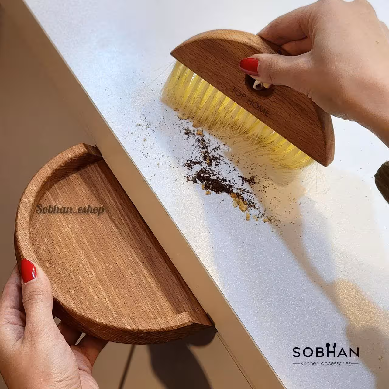 برس و خاک انداز دسته چوبی تاپ هوم