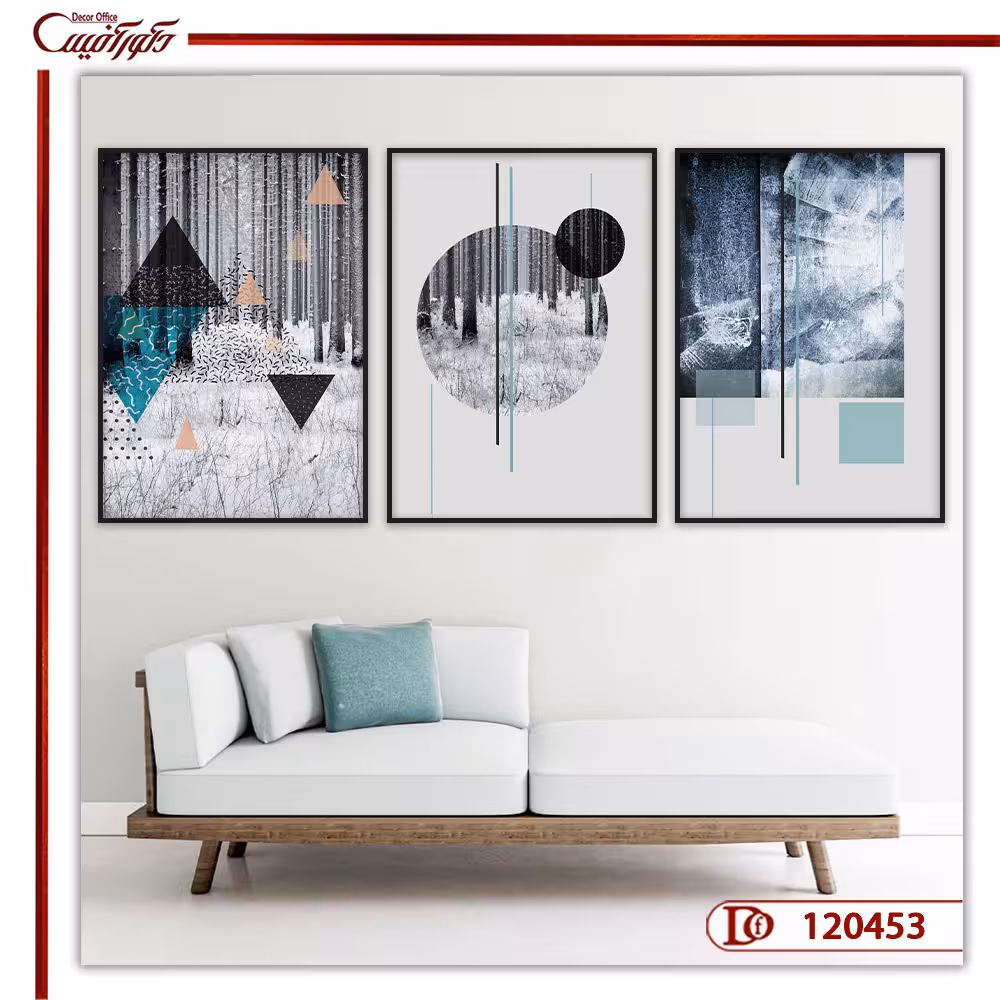 تابلو سه تکه هندسی مدرن L120453