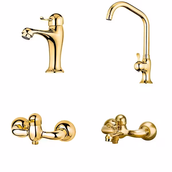 ست شیرآلات کاویان مدل تیدا طلایی براق