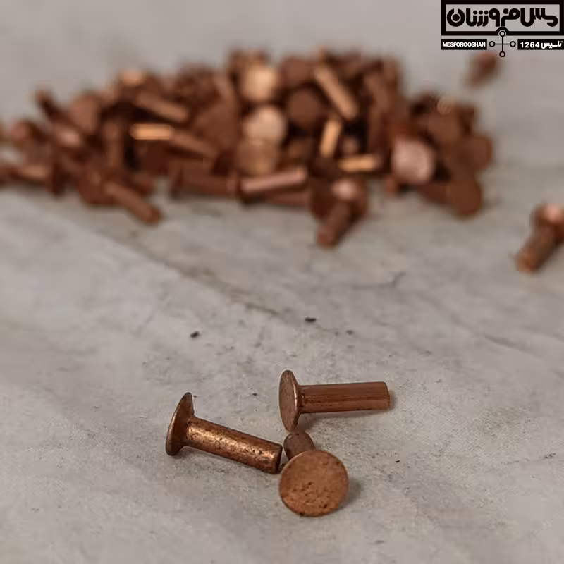 پرچ مسی سایز 9.9 در 2.5 میلی‌متر مدل میخی