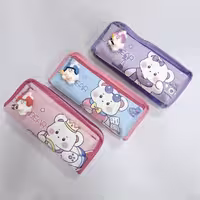 جامدادی 2 زیپ خرس آویز دار