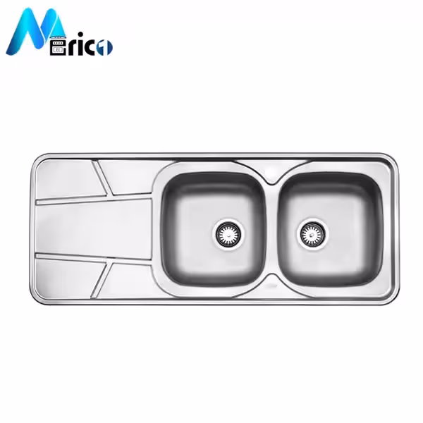 سینک استیل البرز کد 217 توکار دو لگنه