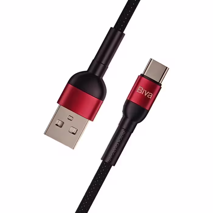 کابل فست شارژ USB به Type-C بیوا (Biva) مدل C-15T، طول 1.2 متر، 3 آمپر
