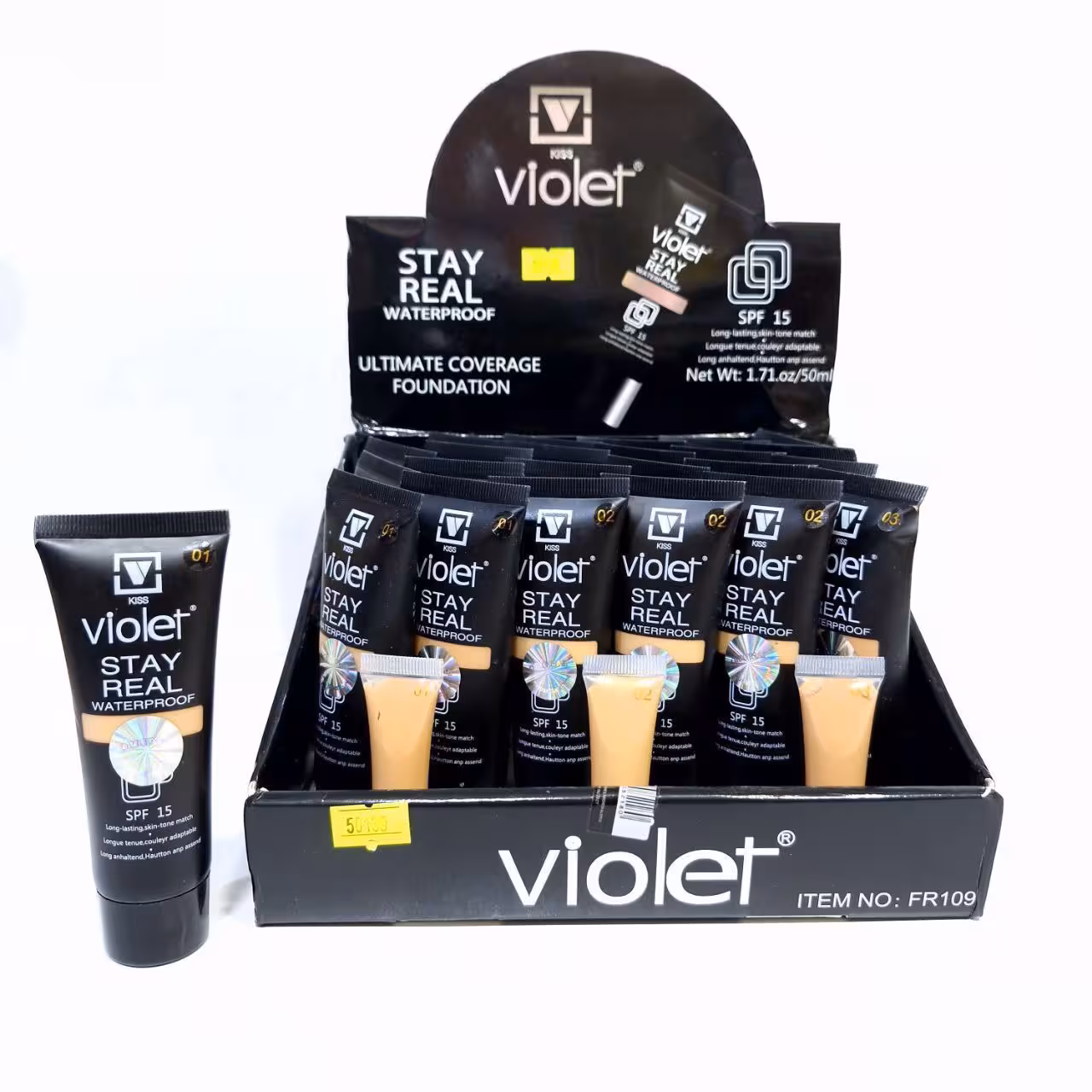 کرم پودر تیوپی ویولت مات تستر دار (24 عددی)