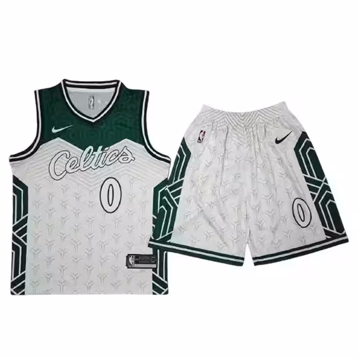 پیراهن شورت بسکتبالی بوستون سلتیک سفید و سبز 2026 شماره 0