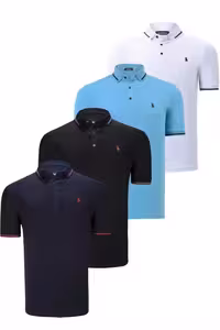 تی شرت سفید مردانه ست QUAD T8586 مشکی آبی تیره روشن Dewberry