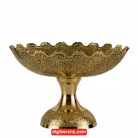 ظرف برنجی ساخت هند مدل طرح طاووس قطر 28 سانت ( ظرف برنزی هندی )