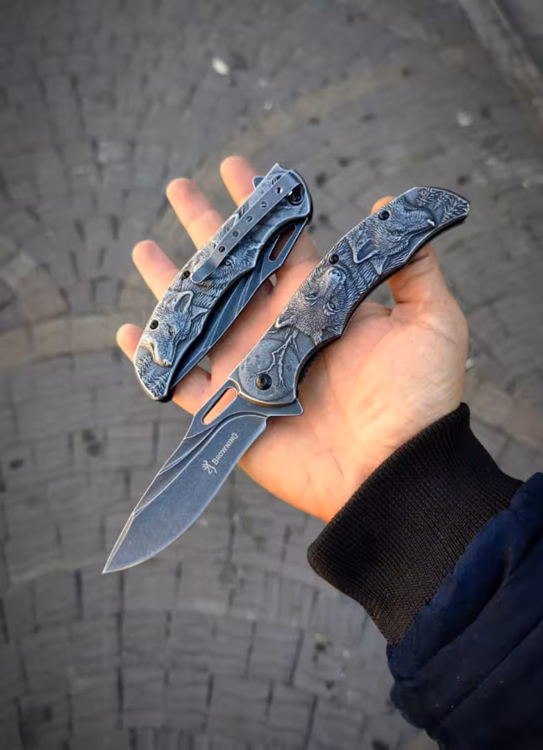 چاقوی جیبی تاشو برونینگ گرگ برجسته طرح جدید