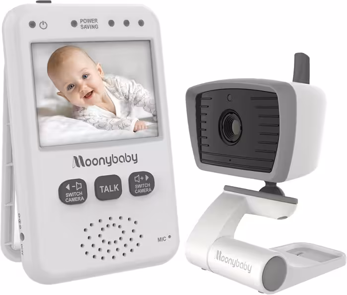 مانیتور کودک moonybaby ، دارای 1 دوربین و مانیتور 2.4 اینچی، برد بلند، دید در شب خودکار، قابلیت مکالمه دو طرفه، بزرگنمایی، صرفه‌جویی در مصرف برق و VOX، فعال‌سازی صوتی (خاکستری)