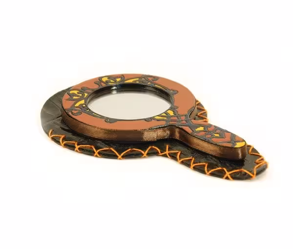 آینه دستی طرح دار چوبی کد MH1025