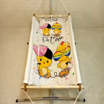 گهواره سنتی نوزاد ننومهر مدل تاشو طرح گنجشک