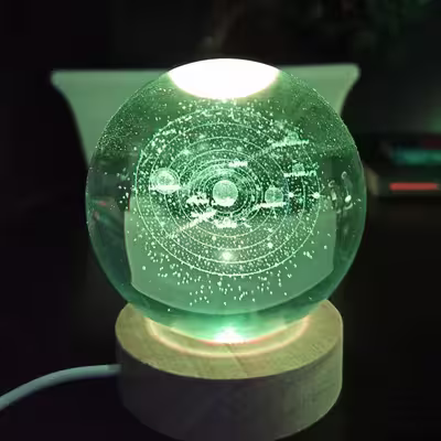 چراغ خواب مدل گوی شیشه ای 3D طرح منظومه شمسی