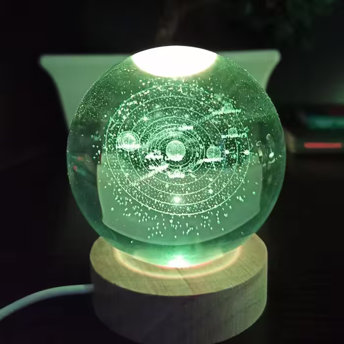 چراغ خواب مدل گوی شیشه ای 3D طرح منظومه شمسی