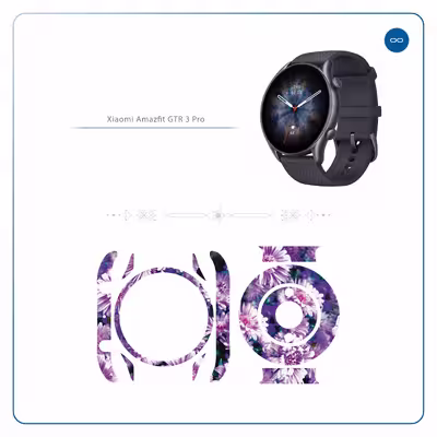 برچسب ماهوت طرح Purple_Flower مناسب برای ساعت هوشمند شیائومی Amazfit GTR 3 Pro
