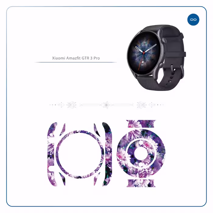 برچسب ماهوت طرح Purple_Flower مناسب برای ساعت هوشمند شیائومی Amazfit GTR 3 Pro