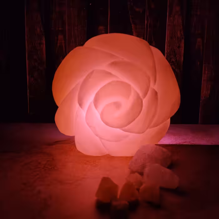 آباژور سنگ نمک مدل طرح گل برجسته کد 02