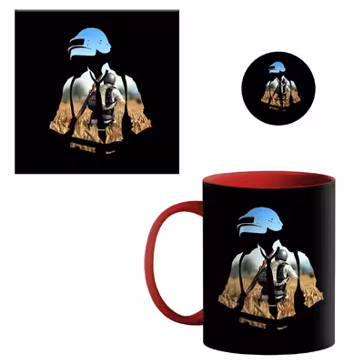 ماگ طرح پابجی کد 0020 به همراه زیر لیوانی و پیکسل