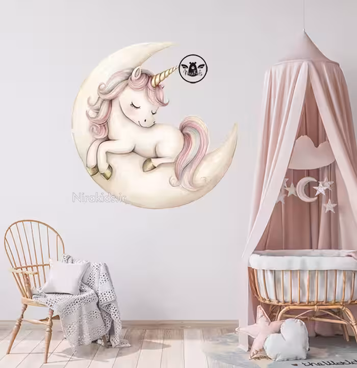 استیکر دیواری طرح پرنسس و یونیکورن