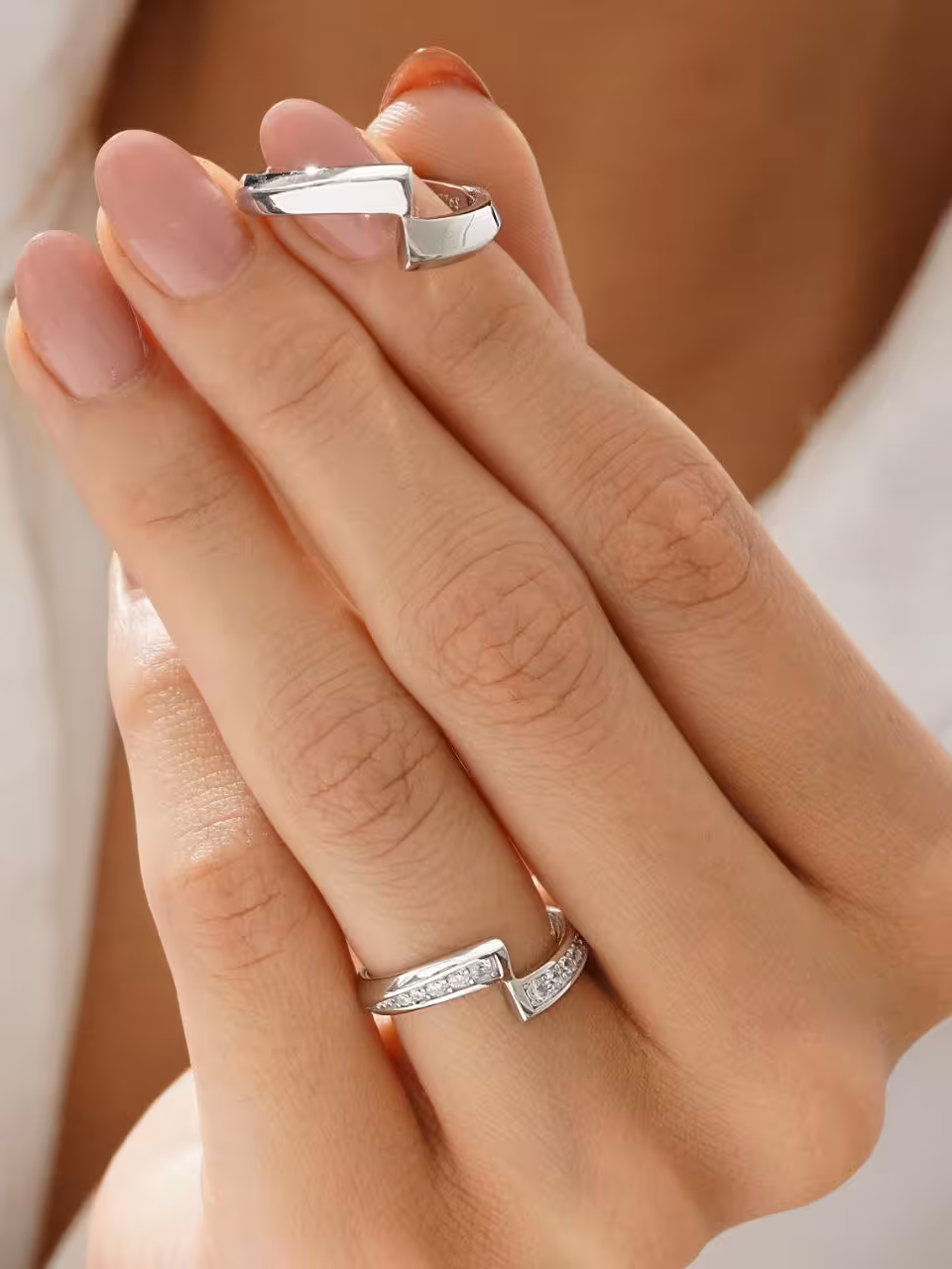 حلقه ست ازدواج وارداتی نقره کد 00058