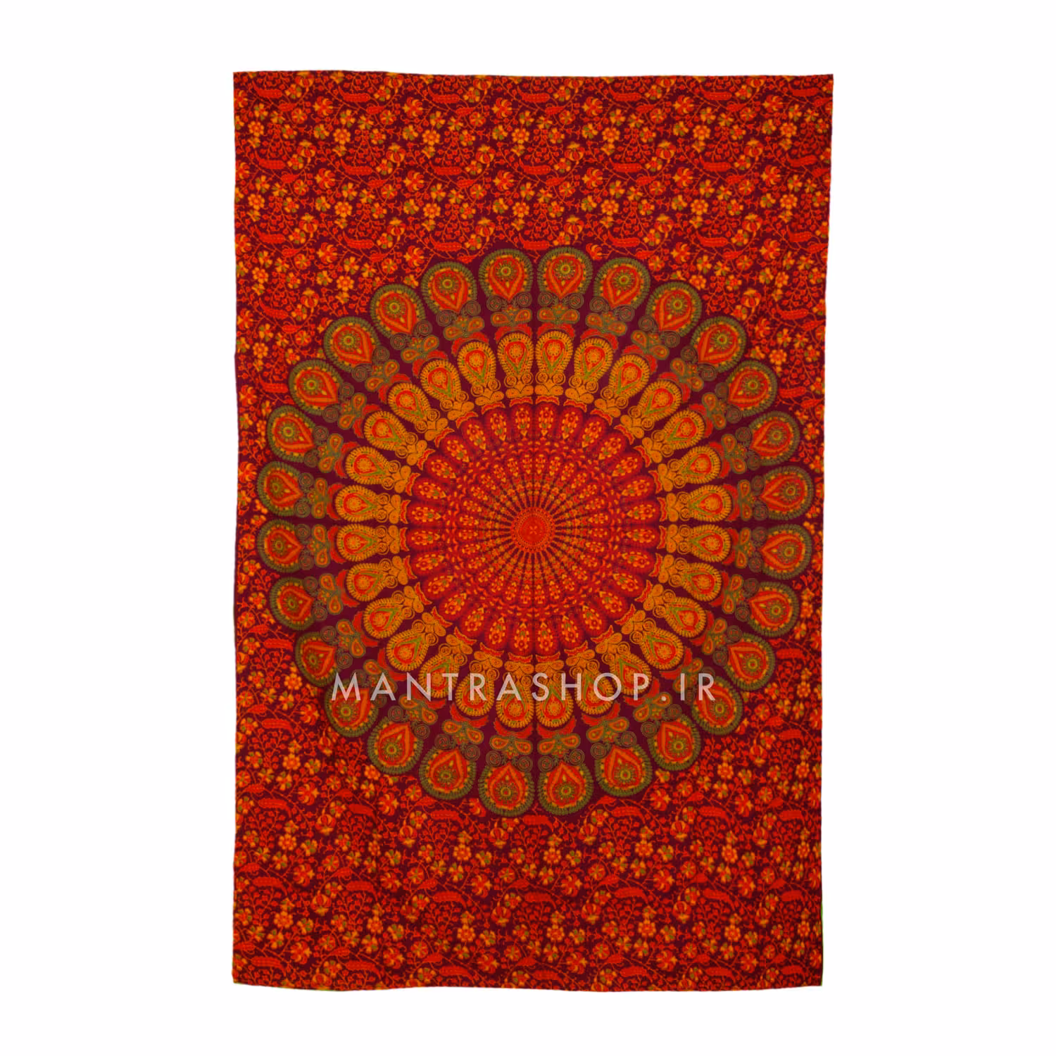 بکدراپ تپستری هندی طرح ماندالا قرمز (روتختی یک نفره) کد 395