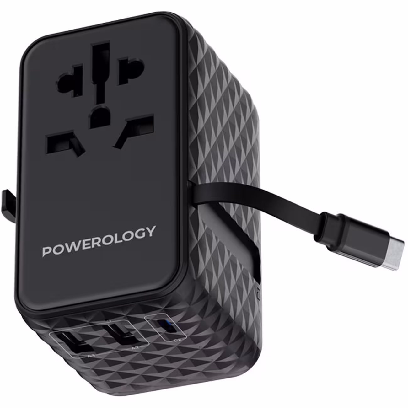 مبدل برق چندکاره 2500 وات و شارژر دیواری فست USB و تایپ‌سی 20 وات پاورولوژی PWCUQC028