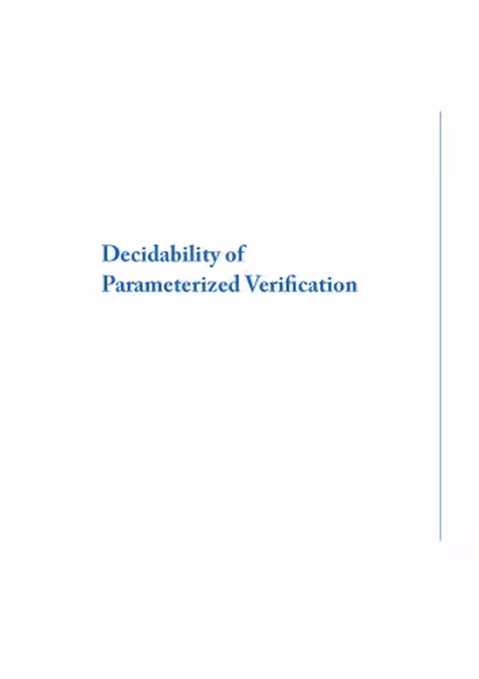 خرید و دانلود نسخه کامل کتاب Decidability of Parameterized Verification