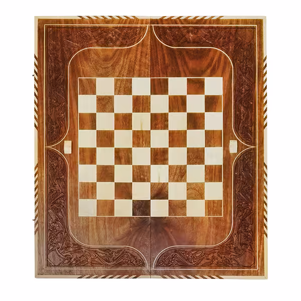 تخته نرد چوب گردو سنندج صدفی دور منبت کاری