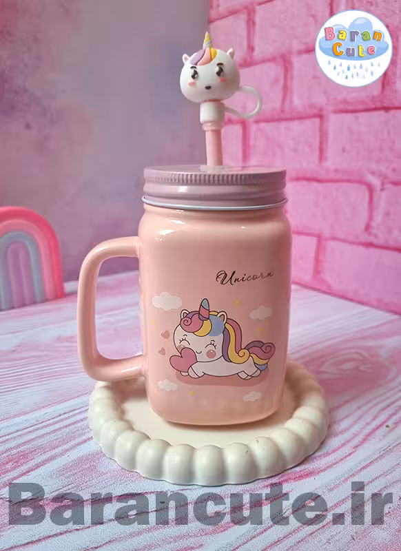 ماگ اسموتی درب دار طرح یونیکورن 2