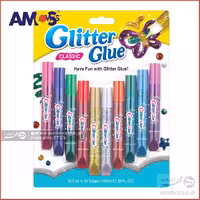 چسب اکلیلی 10 رنگ آموس Amos Glitter Glue 10 Colors
