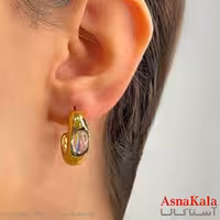 گوشواره دخترانه مینیمال طرح حلقه شکسته برجسته فشن رنگ طلایی کد GSH151790W