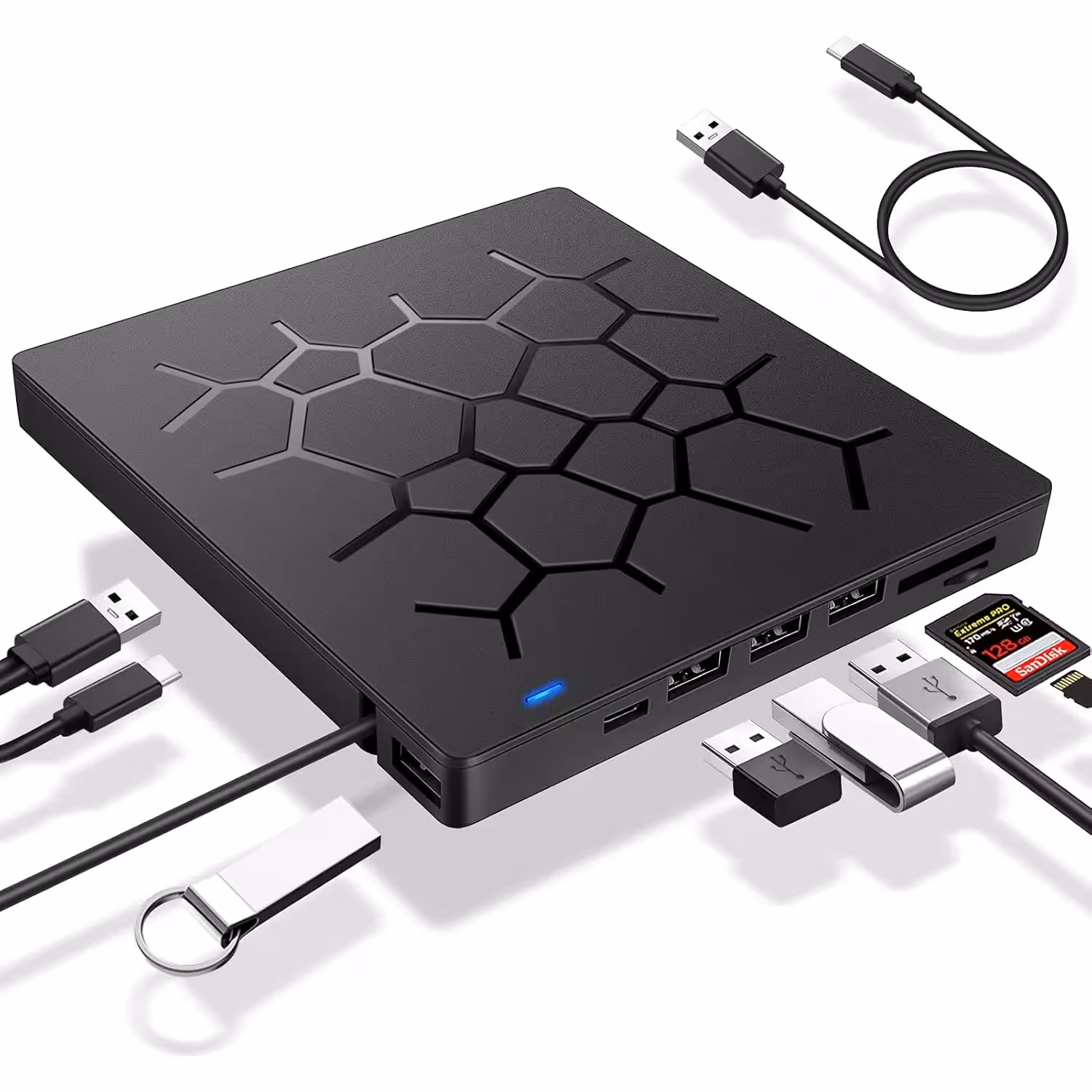 درایو نوری اکسترنال آکستروم AXTROM EXTERNAL CD/DVD DRIVE w/ Card Reader   FULL HUB