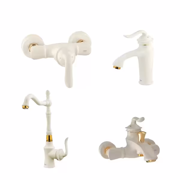 ست کامل شیرآلات شودر مدل لوکا شیری طلا