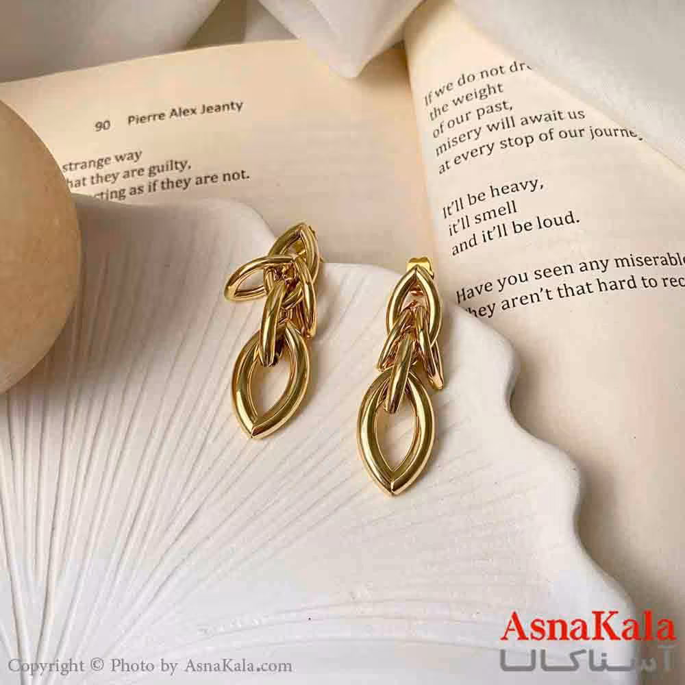 گوشواره استیل مینیمال زنانه مدل لوز خاص میخ نقره با آبکاری درجه یک کد GSH151622W
