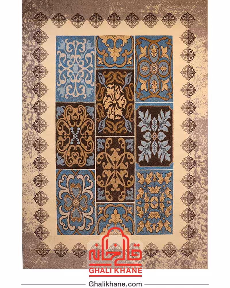 گلیم فرش ماشینی ساوین کد 4046 کرم