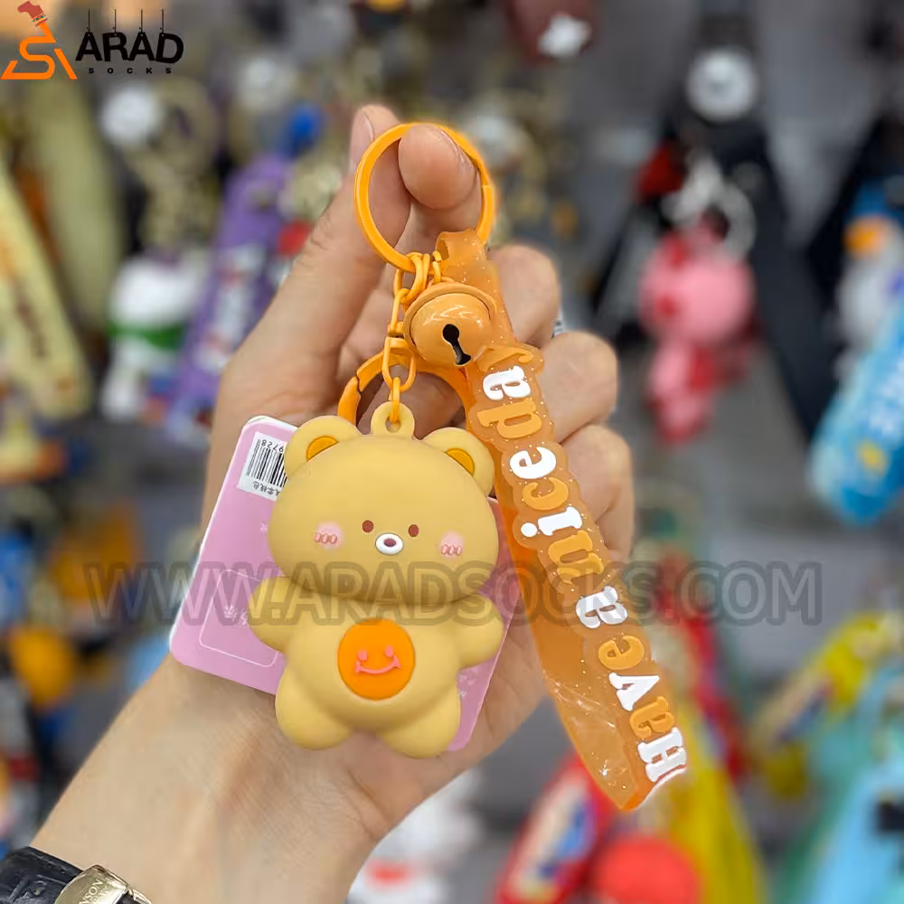 جاکلیدی سیلیکونی فشاری طرح خرس قهوه ای