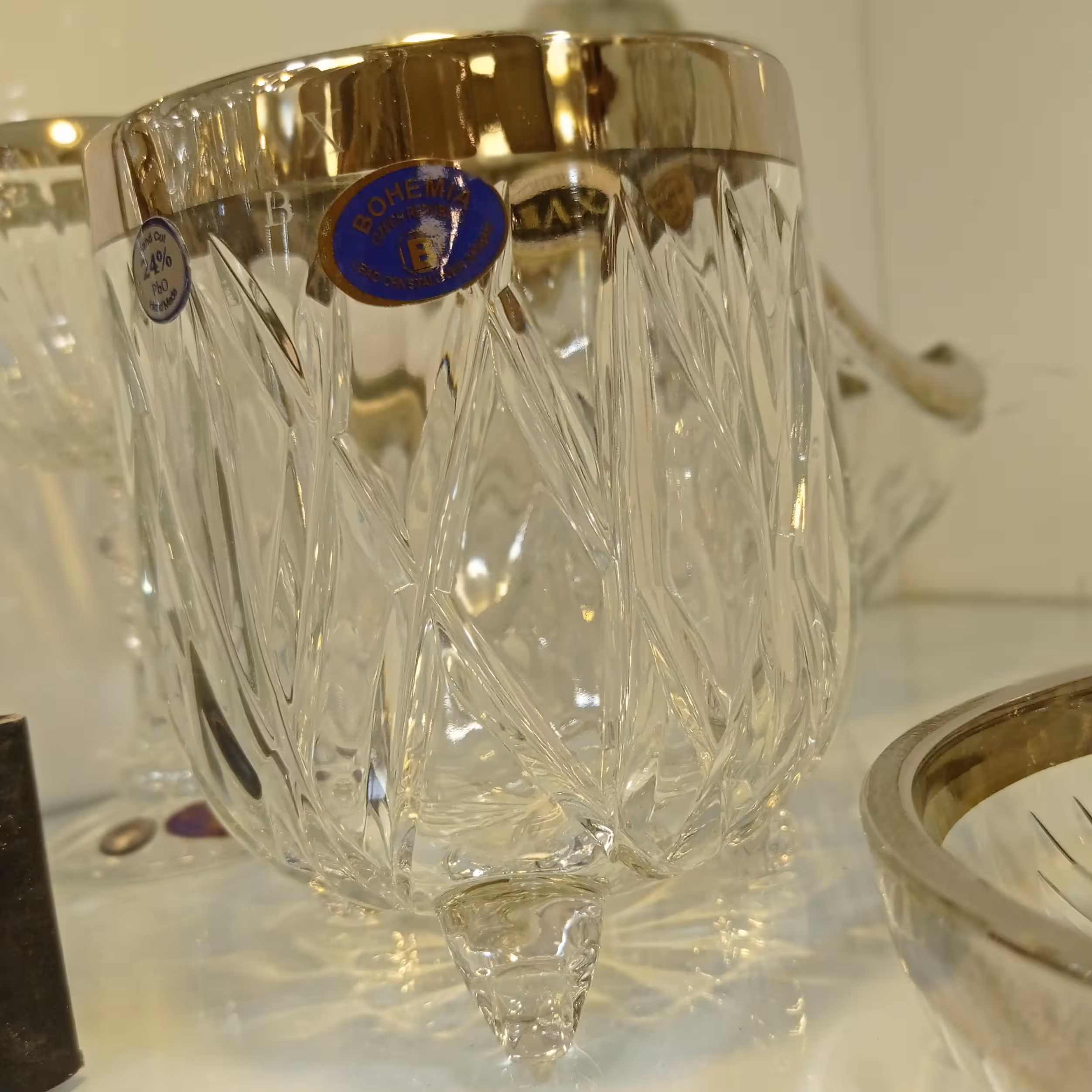 جاکارد و چنگال کریستال سه پایه پلاتین مدل ویکی