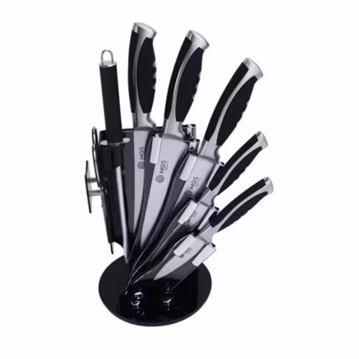 ست چاقو آشپزخانه 9 پارچه مشکی ام جی اس مدل KS9020B