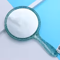 آینه آرایشی دو رو دسته دار 5X ذربین بزرگ سبزآبی 30455