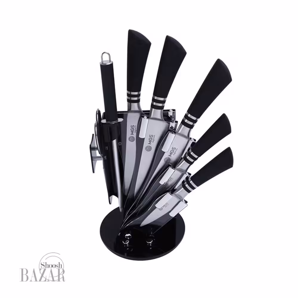 سرویس چاقو 9 پارچه مشکی ام جی اس مدل KS9024B