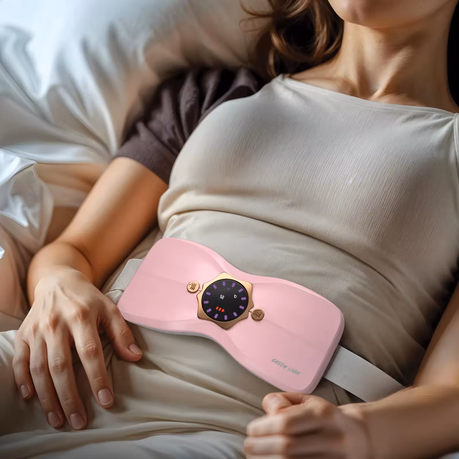 ماساژور قاعدگی و گرم کننده لرزشی برند گرین لاین مدل Flora Heat Menstrual (اورجینال)
